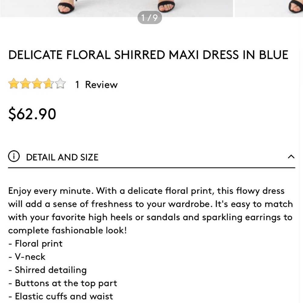 Beulah Style Blue Floral Shirred Sheer Maxi Dress Small - Picture 12 of 12